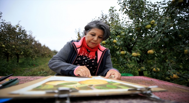 Köyün ”enstitülü” meyve üreticisi kadının resim merakı